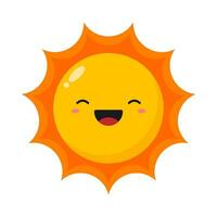 Flat illustration of cute sun cartoon on isolated background vector