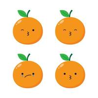 plano ilustración de linda naranja Fruta dibujos animados en aislado antecedentes vector