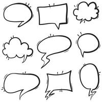 Hand drawn set of speech bubbles isolated . Doodle set element. Vector illustration.