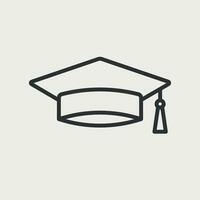 Graduation cap line icon. Ceremony hat uniform for students. Vector