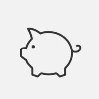 Animal piggy line icon. Outline pig bank symbol. Vector