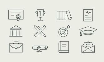 Education line icon set. School, university, textbook, learning, knowledge, best student. Vector