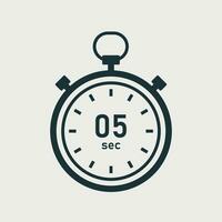 Five second stopwatch icon. Timer 5 sec. Vector
