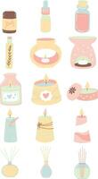 Chilling Pastel Aromatherapy Element Illustration Set vector