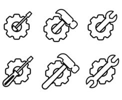 set of simple tool icon and repair icon vector