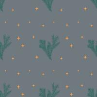 The Christmas pattern with elements - Christmas trees, gifts, stars, snowflakes, and ornaments. The hand-drawn element. Seamless pattern for wrapping paper, textile prints, and background designs. vector