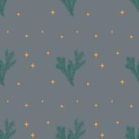 The Christmas pattern with elements - Christmas trees, gifts, stars, snowflakes, and ornaments. The hand-drawn element. Seamless pattern for wrapping paper, textile prints, and background designs. vector