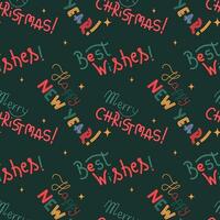 The Christmas pattern with elements - Christmas lettering. The hand-drawn element. Seamless pattern for wrapping paper, textile prints, and background designs. vector