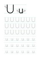 Printable letter U alphabet tracing worksheet vector