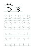 Printable letter S alphabet tracing worksheet vector