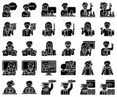 An education related avatar solid icon set vector