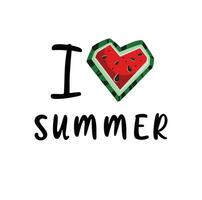 I love summer inscription, watermelon heart, vector illustration eps10