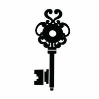 Door key silhouette black retro, protection, vector illustration eps10