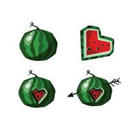 Set of colorful hand drawn watermelons with transparent background eps10 vector