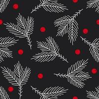 Seamless pattern with brunches and winter berries vector