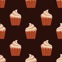 Bakery seamless pattern with cupcake vector