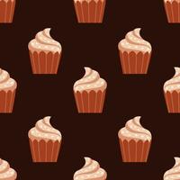 Bakery seamless pattern with cupcake vector