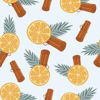 Seamless pattern with orange, cinnamon and brunches vector