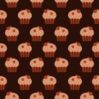 Bakery seamless pattern with cupcakes vector