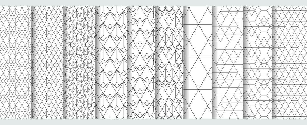 Set of 10 Geometric Seamless Pattern Vector Background