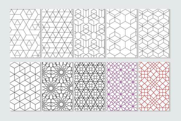 Set of 10 Geometric Seamless Pattern Vector Background