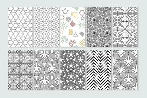 Set of 10 Geometric Seamless Fabric Pattern Vector Background