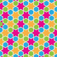 Repeating Pattern of Abstract Colorful Star and Hexagon Vector Background