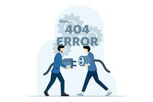 concepto de 404 error página o archivo no encontró. sitio web mantenimiento error, web página debajo construcción, para web página, bandera, presentación, social medios de comunicación, documento, tarjeta, póster, plano vector ilustración.