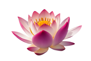 AI generated Pink lotus blooms beautifully on a transparent background.generate ai png