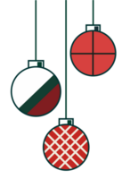 Christmas balls hanging from top  isolate on png