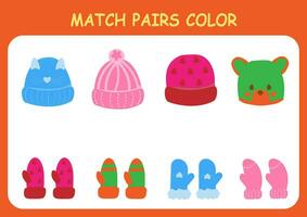 Find pairs of objects. Logic game for learning. Preschool activities for children. vector