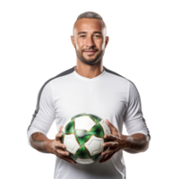 AI generated Brazilian football player holding a soccer ball png