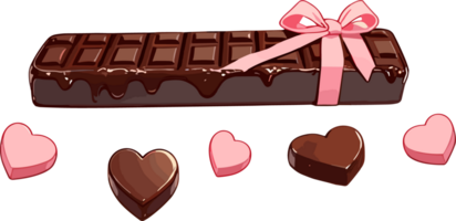 ai generato cioccolato bar e amore forma cioccolato con nastro png