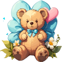 AI generated Cute Teddy Bear Cartoon Design png