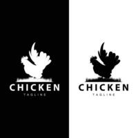 pollo logo granja animal ganado pollo granja diseño frito pollo restaurante vector