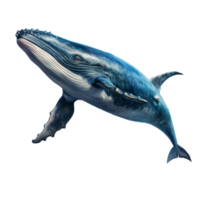 AI generated blue whale on transparent background created with generative AI technology png