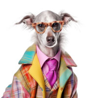 AI generated Fashion dog portrait isolated on transparent background, created with generative AI png