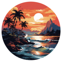 AI generated A sunset over a beach created with generative AI technology png