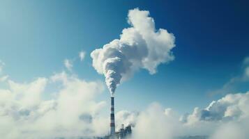 AI generated Factory Chimney and Air Pollution. Global Warming, Climate Change, Environment photo