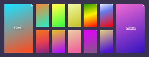 Soft pastel gradient smooth and vibrant color background set for devices vector