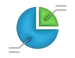 3d paj Diagram 2 skivor och statistik på en transparent bakgrund png