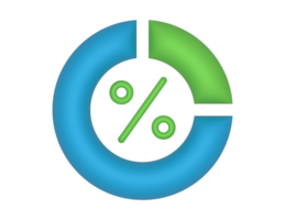 3d Circular Pie Chart And Percent Sign on a transparent background png