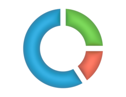 3d Circular Pie Chart 3 Slices on a transparent background png