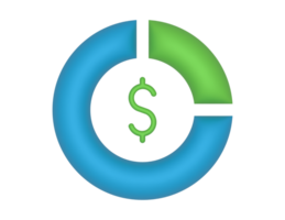 3d Circular Pie Chart And Dollar on a transparent background png