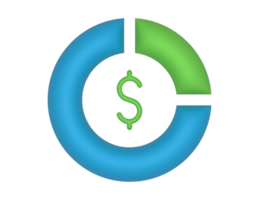 3d circular torta gráfico e dólar em uma transparente fundo png