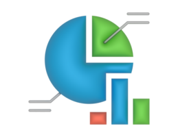 3d Pie Chart And Bar Chart on a transparent background png