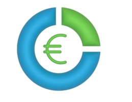 3d circular torta gráfico e euro em uma transparente fundo png