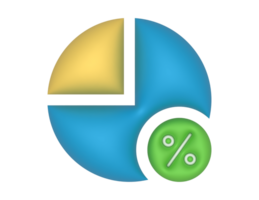 3d tarte graphique 2 pièces et pour cent sur une transparent Contexte png