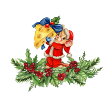 aquarelle Noël souris dans dessin animé style composition. png