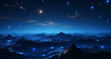 AI generated a blue background of a complex network of stars and dots photo